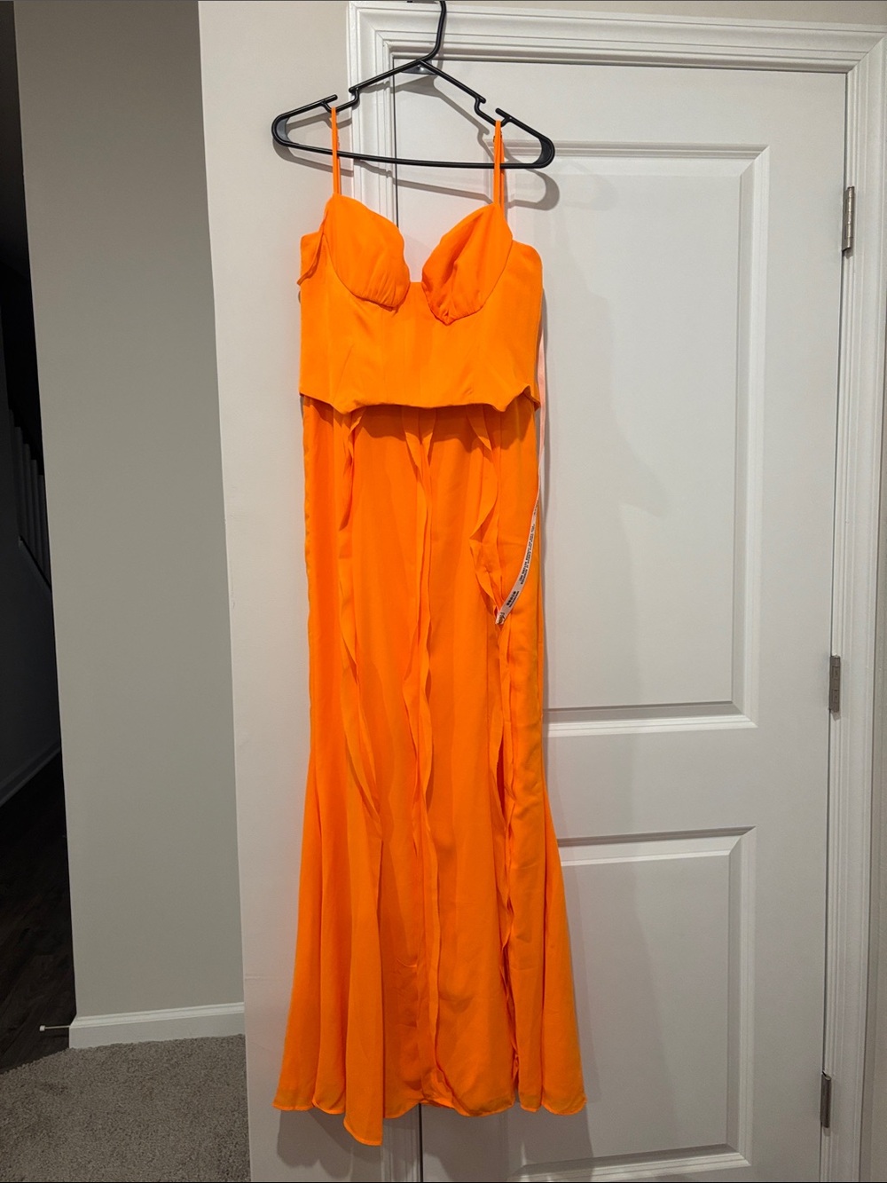 Oh Polly Corset Frill Skirt Maxi Dress in Tangerine - 8 - Picture 3 of 6